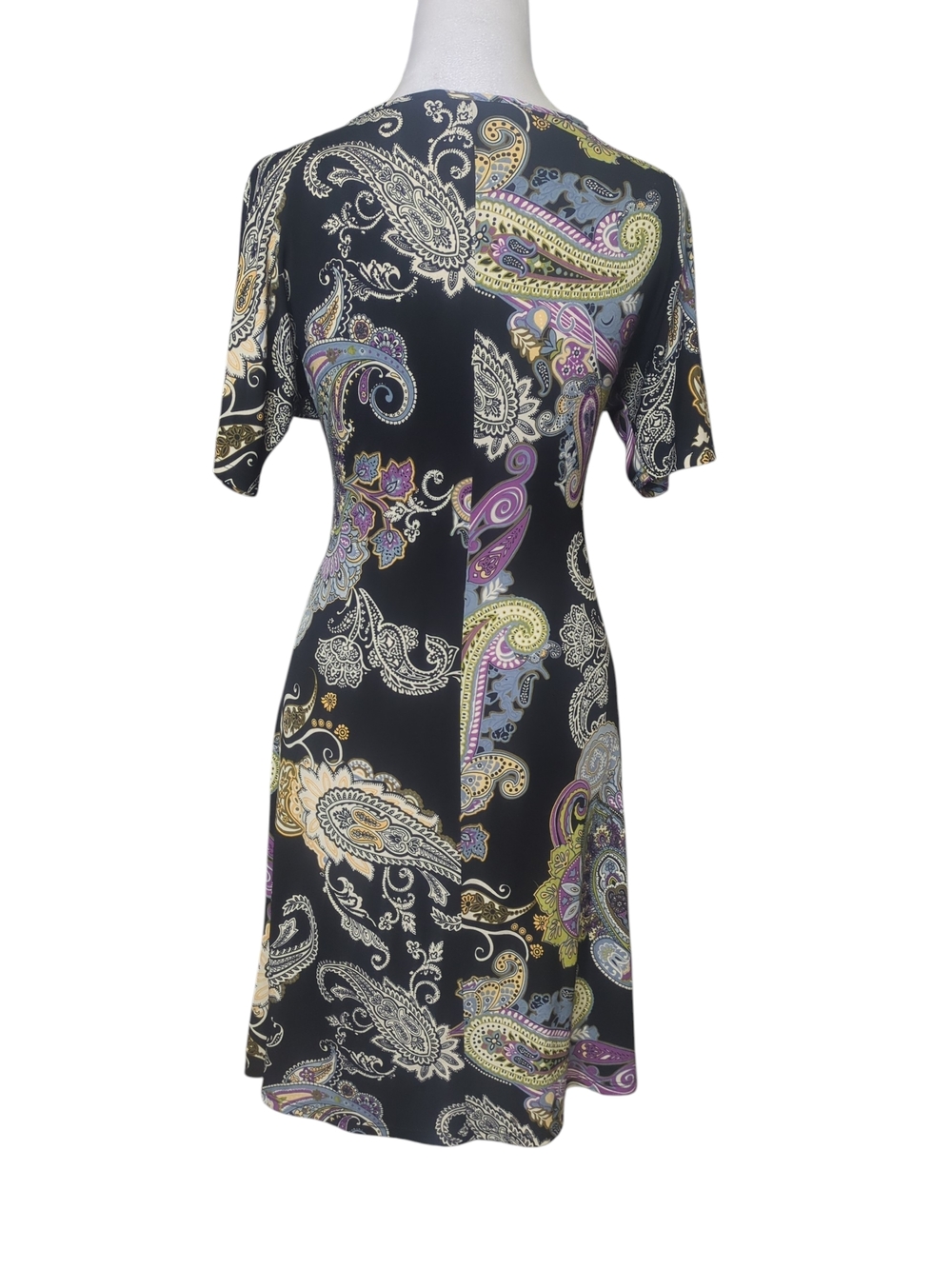 Lily Paisley Print mini dress in Black Purple & Gold Size PP - Picture 3 of 5